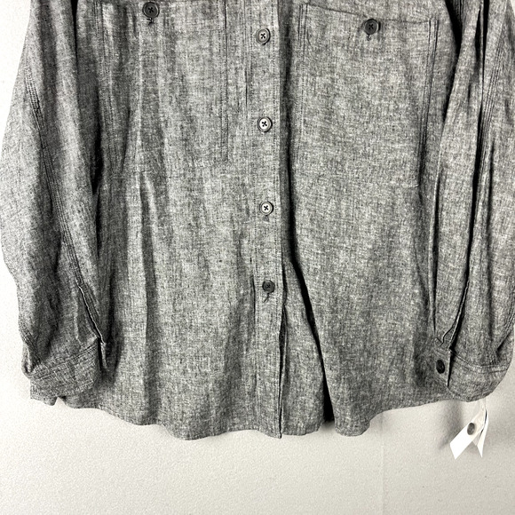 Zac and Rachel Linen Blend Tunic Top Womens 1X Gray Button Up Long Sleeve NWT - Picture 3 of 16